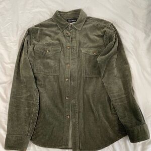 Olive Corduroy Button-Up Shirt